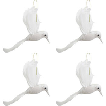 4PK LVD Wall Hanging Bird Ornament Decor Small 11x18cm - White