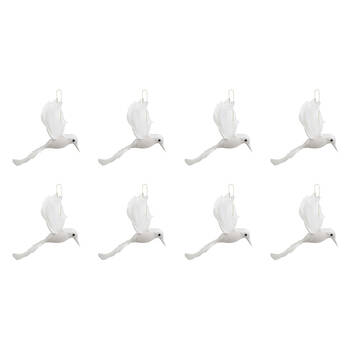 8PK LVD Wall Hanging Bird Ornament Decor Small 11x18cm - White