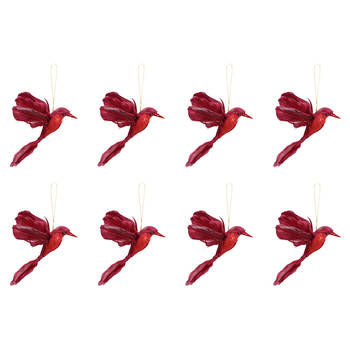 8PK LVD Wall Hanging Bird Ornament Decor Small 11x18cm - Ruby