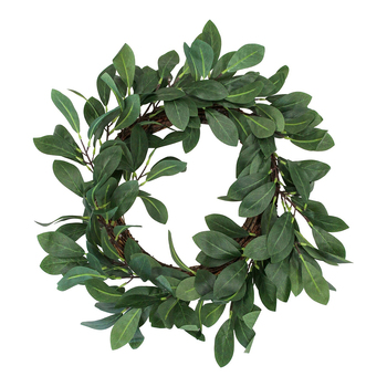 LVD Wreath 50cm Plastic Bayleaf Wall Hanging Home Decor - Green