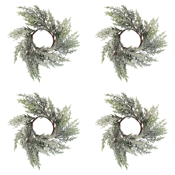 4PK LVD Candle Wreath 30cm Plastic French Fern Home Decor Display - Green