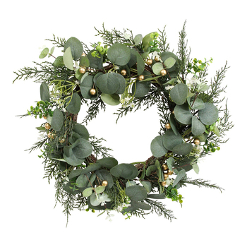 LVD Wreath 45cm Plastic Silvergum Home Decorative Display - Gold