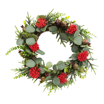 LVD Wreath 45cm Plastic Banksia Silvergum Home Decor Display