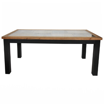 LVD Boston Timber Glass 179.5cm Dining Table Rect Furniture - Natural/Black