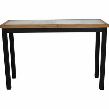LVD Boston Timber Glass 120x80cm Console Table Rect Furniture - Natural/Black