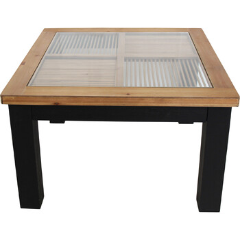 LVD Boston Timber Glass 80x50cm Console Table Square Furniture - Natural/Black