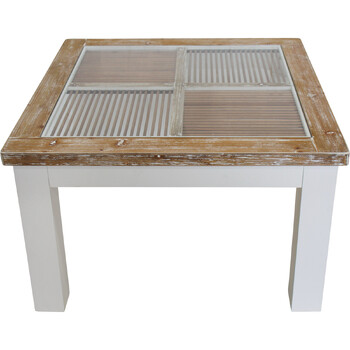LVD Boston Timber Glass 80x50cm Coffee Table Square - Whitewash