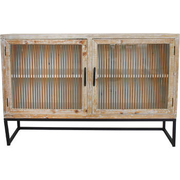 LVD Timber/Tempered Glass 78x120cm Cabinet Bateau Furniture Rectangle - Natural