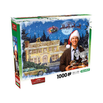 1000pc Aquarius Christmas Vacation Glitter Cardboard Puzzle 51x71cm 11y+