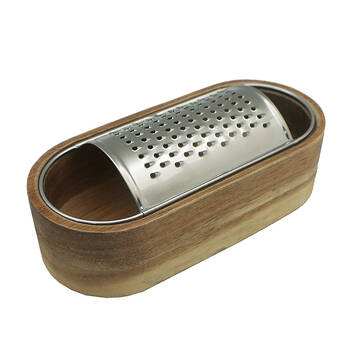 Essen Acacia Wood Grater 15x7x4cm with Storage Box Kitchen Gadgets Brown