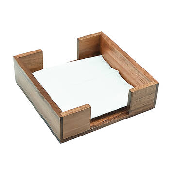 Essen Acacia Napkin Holder 20x20x6 Elegant Kitchen Linen Wood Tableware Beige