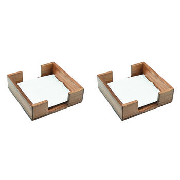 2PK Essen Acacia Napkin Holder 20x20x6 Elegant Kitchen Linen Wood Tableware