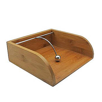 Essen Bamboo Napkin Holder 21x20x7 Dispenser Stainless Steel Tableware Beige