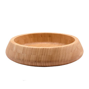 Essen Bamboo Flat Bowl 28x6cm Salad Durable Lightweight Natural Serveware Beige