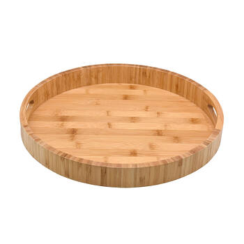 Essen Bamboo Round Tray 38x5cm Serving Natural Finish Serveware Beige