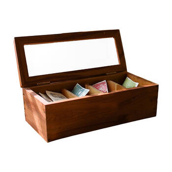Essen Acacian Spice/Tea Box 26x9 Wooden Spice Container Kitchen Organisers Brown