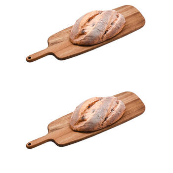 2PK NF Living Acacia Wooden Cutting Paddle 56x18 Serving Board Kitchen Brown