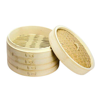 2pc NF Living Bamboo Steamers 15cm Two-Tier Design Kitchenware Natural