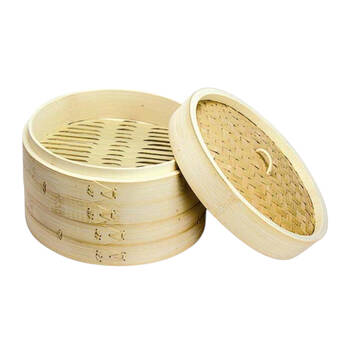 2pc NF Living Bamboo Steamers 25cm Multi-Tier Design Kitchenware Natural