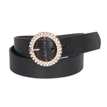 Jessica Simpson Size S/M Women's Rhinestone Circle Buckle Waist Belt Black