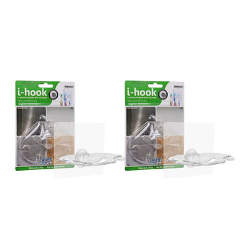2x I-Hook Bathroom 10cm Suction Organiser Storage - Clear