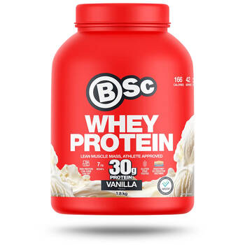 BSc Whey Protein Powder Post Workout 42 Serves Gluten Free 1.8kg Vanilla