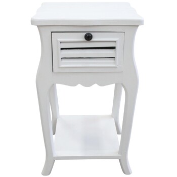 LVD Lenno Fir Wood 38x65cm Bedside Table w/ Drawer Furniture - White