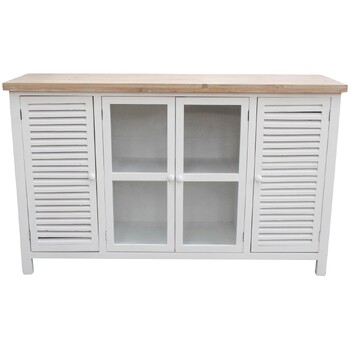 LVD Coast 130x80cm Fir Wood Glass 4-Door Cabinet Rectangle - White