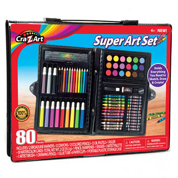 80pc Cra-Z-Art Super Art Material Stationery Colouring Crayons Kids 4y+