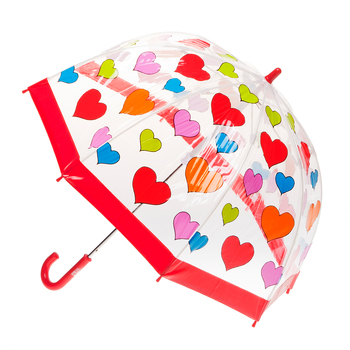 Clifton Kids 67cm Clear Dome/Birdcage Umbrella - Hearts