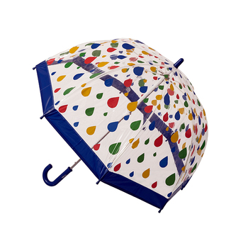 Clifton Kids 67cm Clear Dome/Birdcage Umbrella - Raindrops