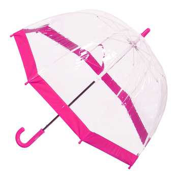 Clifton Kids 67cm Clear Dome Umbrella - Pink Border