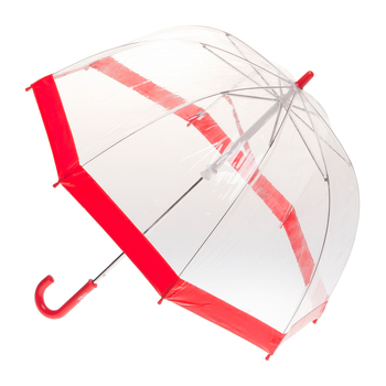 Clifton Kids 67cm Clear Dome Umbrella - Red Border