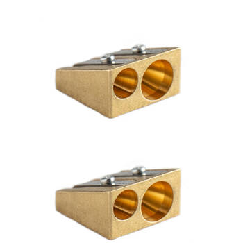 2PK Kum Artists Ultra-Hard Double Hole Wedge Pencil Sharpener 8-11mm Brass