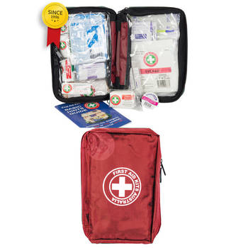 Red Essential First Aid Kit Travel/Travelling Safety Medical Injury Treatment