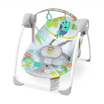 Bright Starts Rainforest Vibes Portable Baby Swing w/6 Speeds & 10 Sounds 0m+