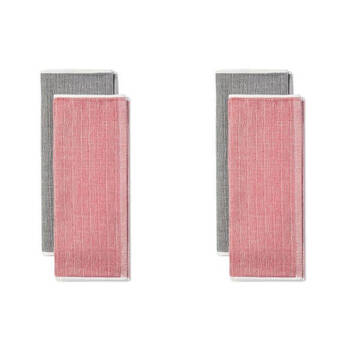 2x 2pc KitchenAid 100% Cotton Dish/Tea Towels Empire Red and Charcoal Grey