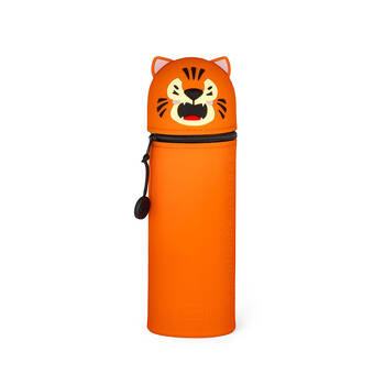 Legami 2-in-1 Silicone Pencil Case Stationery Organiser Orange Kawaii Tiger