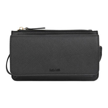 Kate Hill Travelling Wallet Accessory w/ Crossbody Strap 12.5x12.5x4cm Black