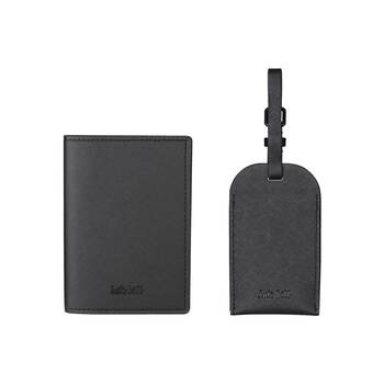 Kate Hill Passport Holder Wallet & Adjustable ID Luggage Tag Gift Set Black