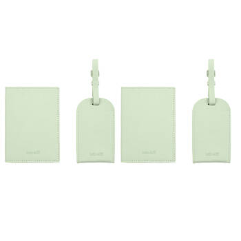 2PK Kate Hill Passport Holder Wallet & Adjustable ID Luggage Tag Gift Set Pistachio