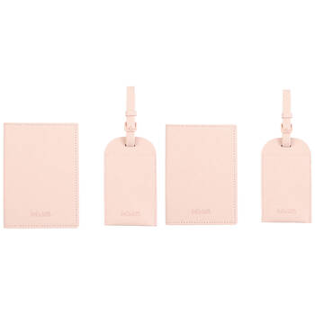 2PK Kate Hill Passport Holder Wallet & Adjustable ID Luggage Tag Gift Set Blush