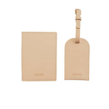 Kate Hill Passport Holder Wallet & Adjustable ID Luggage Tag Gift Set Neutral