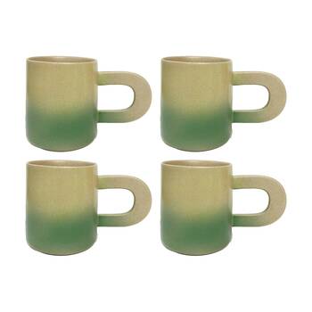 4PK KAS Australia Lamu Mug Handcrafted Stoneware 250 mL Sculptural Handle Green