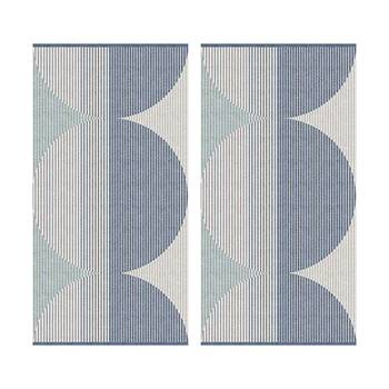 2PK KAS Australia Harri Bath Towel Modern Cotton Yarn Dyed Jacquard 600GSM Denim
