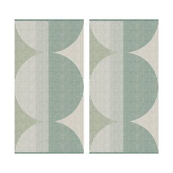 2PK KAS Australia Oversized Harri Hand Towel Modern Cotton Jacquard 550GSM Sage