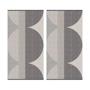 2PK KAS Australia Oversized Harri Hand Towel Cotton Jacquard 550GSM Charcoal