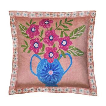 KAS Australia Coco Cushion 43x43cm Poly Velvet Floral Pinky Blush Square Kids
