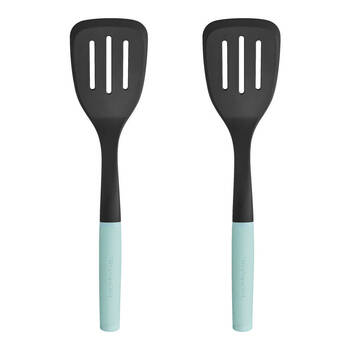 2PK KitchenAid Soft Grip Plastic Slotted Turner Cooking Utensil - Mineral Water