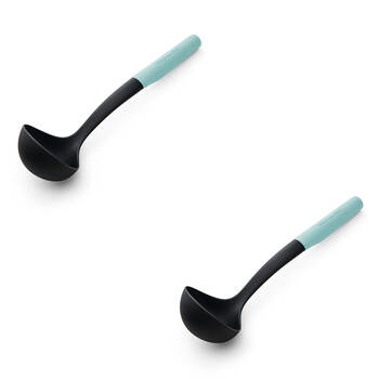 2PK KitchenAid Plastic Soft Grip Ladle Kitchen Utensils - Mineral Water